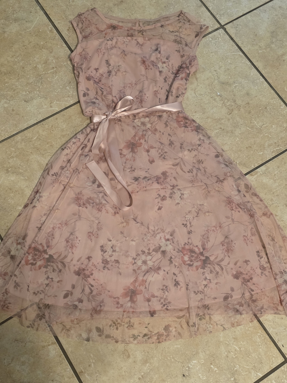 Women's Floral Midi Dress in Dusty Pink